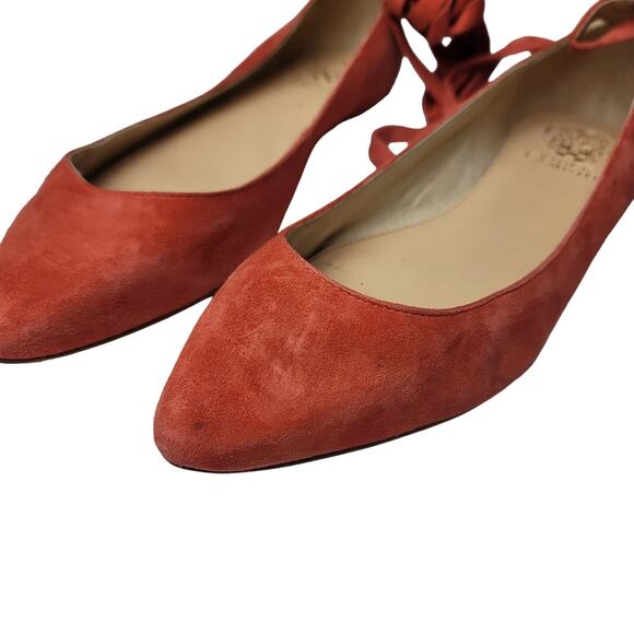 Vince Camuto Melon Suede Lace Up Ankle Tie Ballet Flats, Size 9, EUC - Picture 8 of 10
